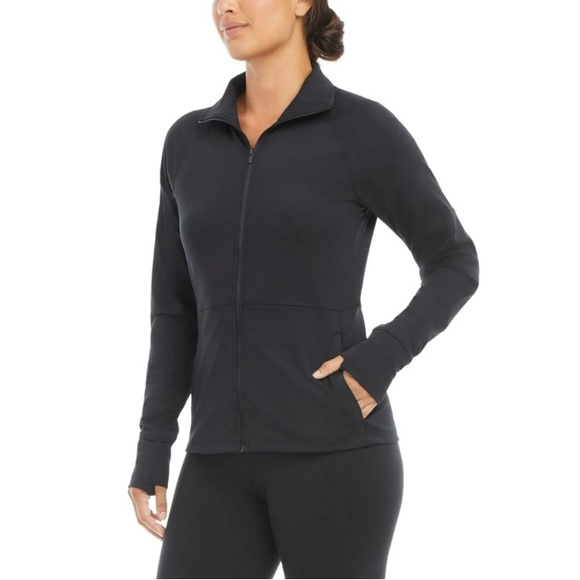 NEW Jockey Women’s Tulip Hem Yoga Black Salt Zip-Up Mock Neck Jacket, Size XL - Picture 9 of 16